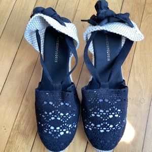 NWOT Size 38 black laced espadrilles by Anthropologie